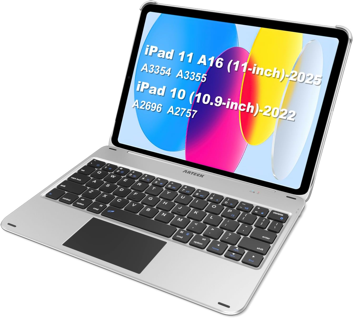 Arteck iPad 11th 10th Generation Keyboard Case, Folio Cover, Multi-Touch Trackpad, Detachable Bluetooth Keyboard for iPad (A16) 11th/10th Gen