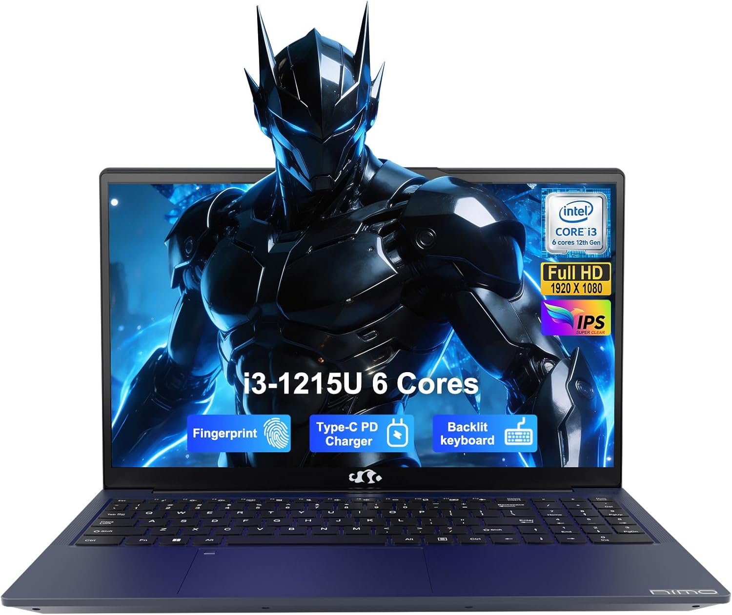 NIMO 15.6″ FHD IPS Portable Laptop, Intel Core i3-1215U (Up to 4.4GHz, Beat R5 7520U), 8GB RAM 128GB SSD Work Computer, Backlit KB, Fingerprint, WiFi 6, 65W Type-C Fast Charge, 180° View, for Campus