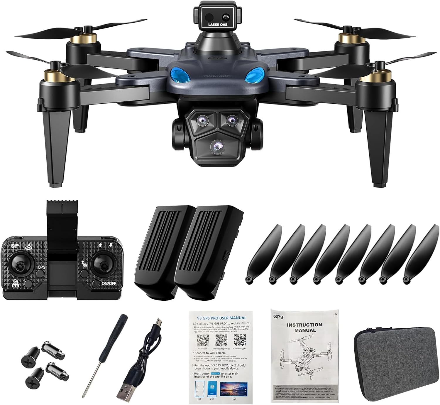 GPS Drone with 4K Dual Camera for Adults,Foldable HD Drones for Kids&Beginners,3000mAh Batteries*2,Optical Flow Localization,Surrounding Flight,Smart Return Home,Dual Shot Switching, Gestures Selfie
