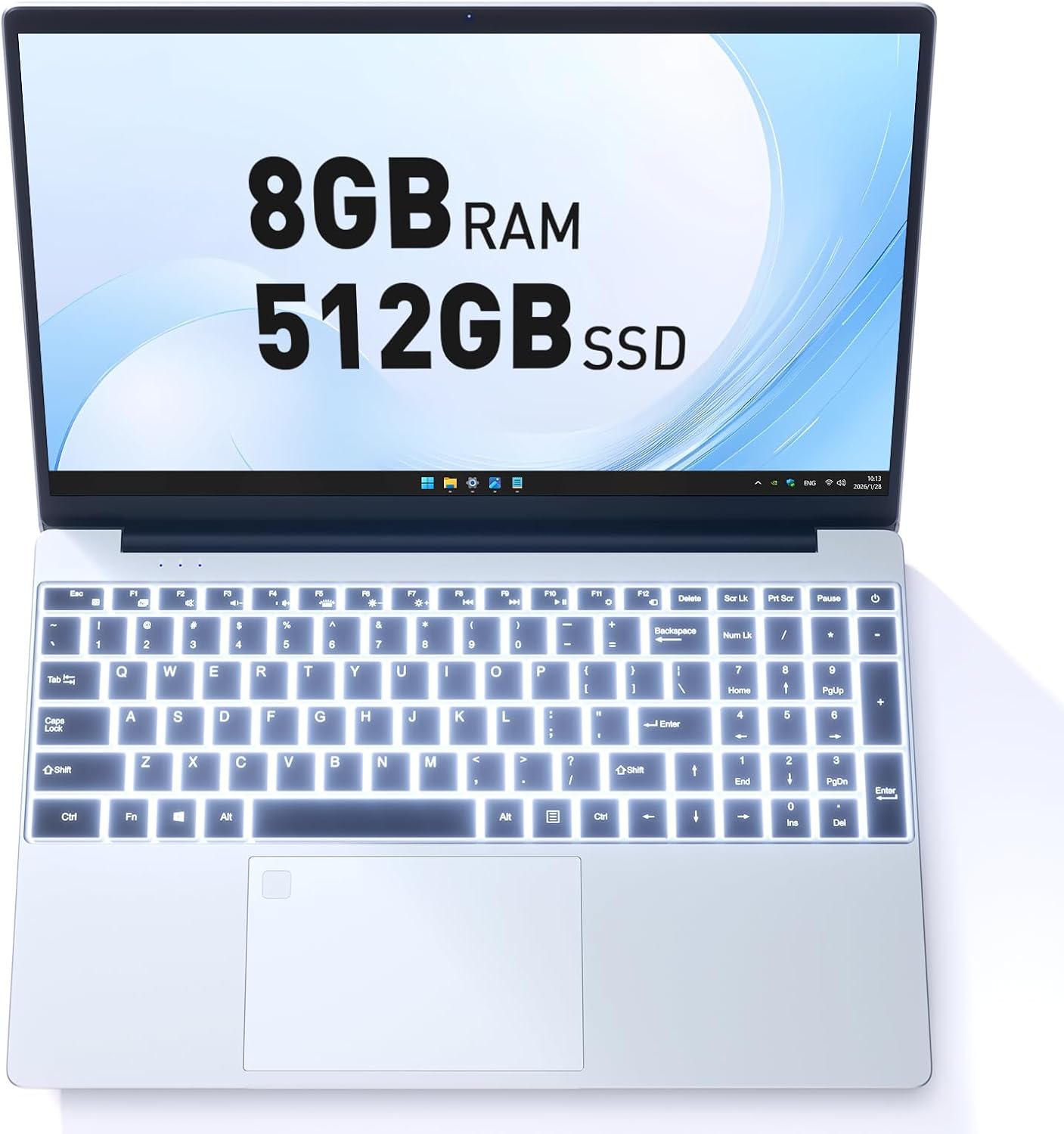 Auusda Business Laptop Computer for Work, Notebook PC for College Students, 15.6″ FHD Display, 4-Core Processor, Backlit Keyboard, Fingerprint ID, Up to 10TB Storage, 16GB DDR4 RAM, 1TB NVMe, Silver