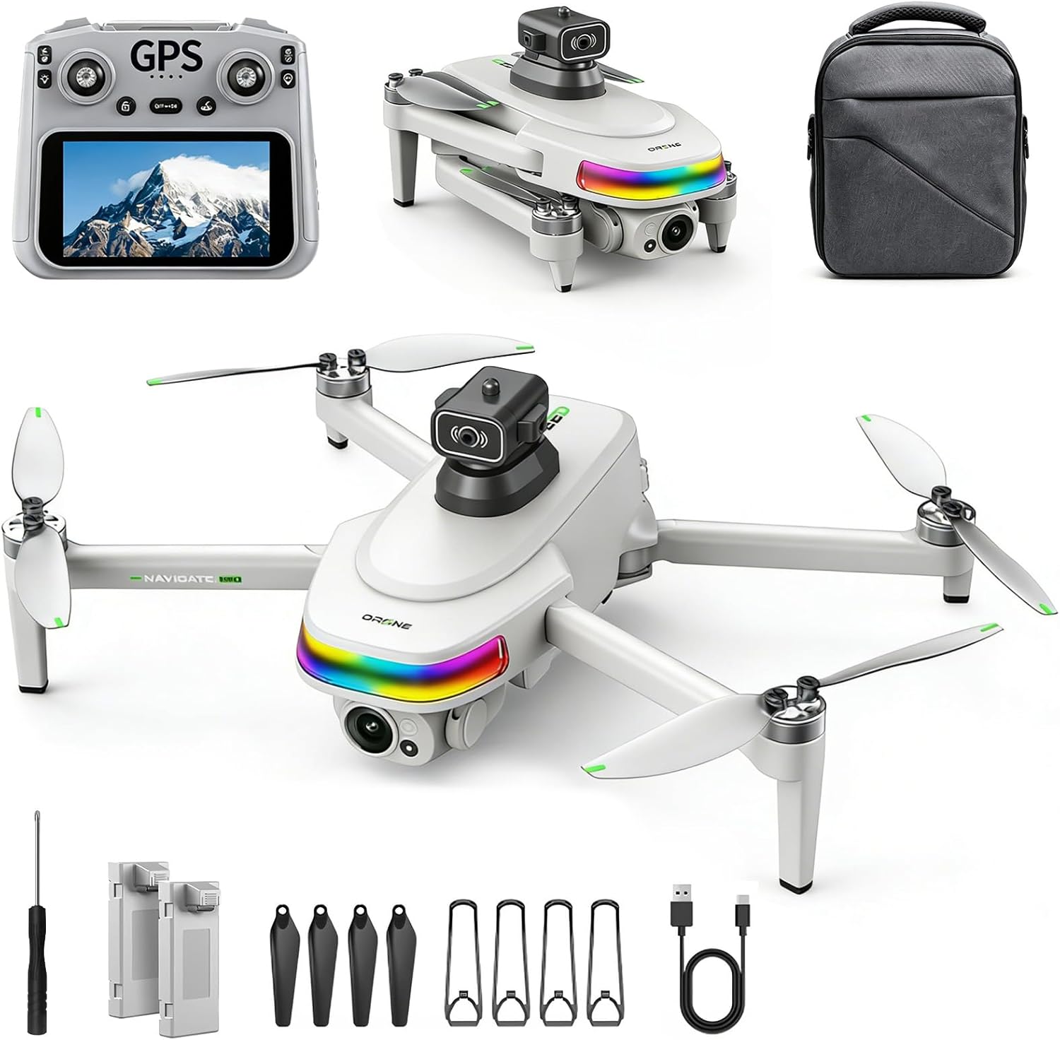 GPS Drone with 4K Camera,5.5″HD Touchscreen Remote,Brushless Motor,30-Minute Flight,5x Digital Zoom,Optical Flow Stabilization,Smart Obstacle Avoidance,One-Key Return,Foldable RC Drone for Adults& Beginners-Under260gP31
