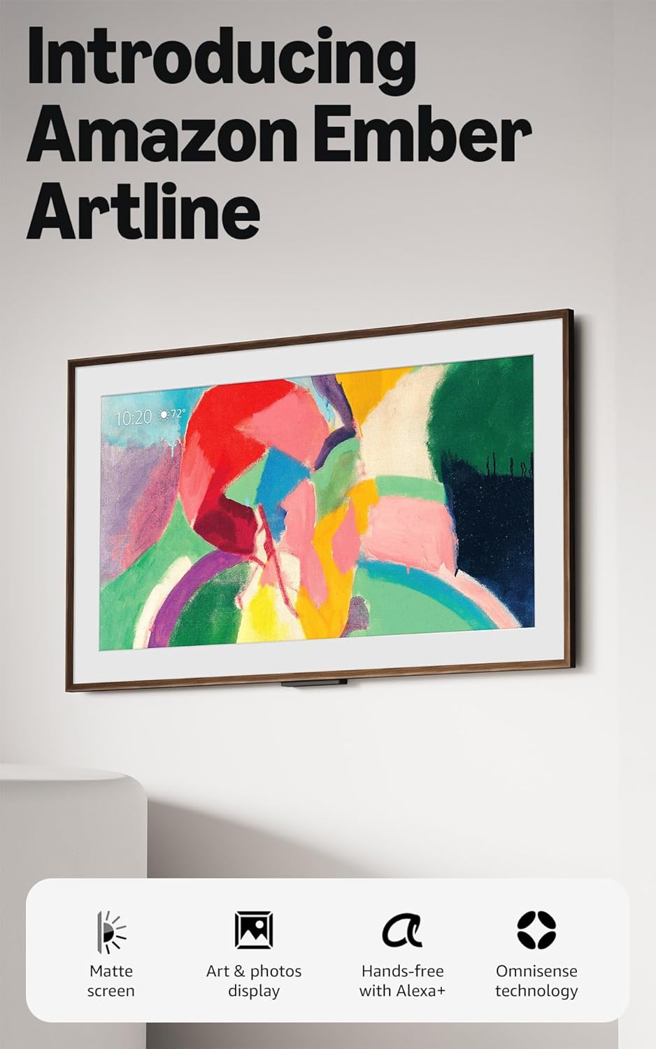 Amazon Ember Artline 55″ with Fire TV (newest model), 4K Ultra HD QLED smart TV with free art and photos, anti-glare display, custom frames, Dolby Vision, find shows faster with Alexa+ – Walnut