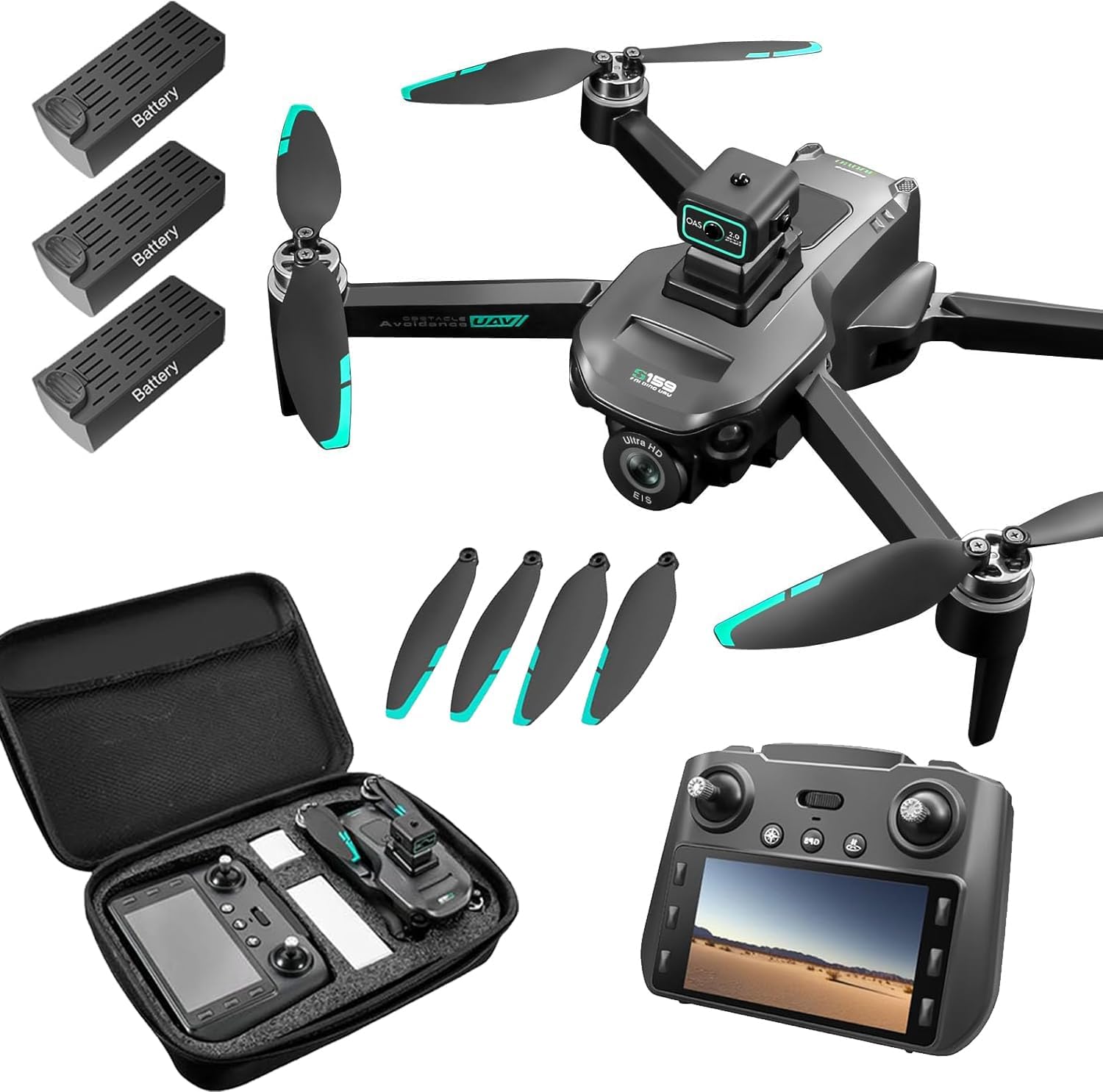 4K Camera Drone with GPS for Adults – 5G Remote Controller Features 5.9-Inch HD Screen, Obstacle Avoidance, One Key Return, Optical Flow Mode, Brushless Motor FPV, 60 Minutes Flight Time