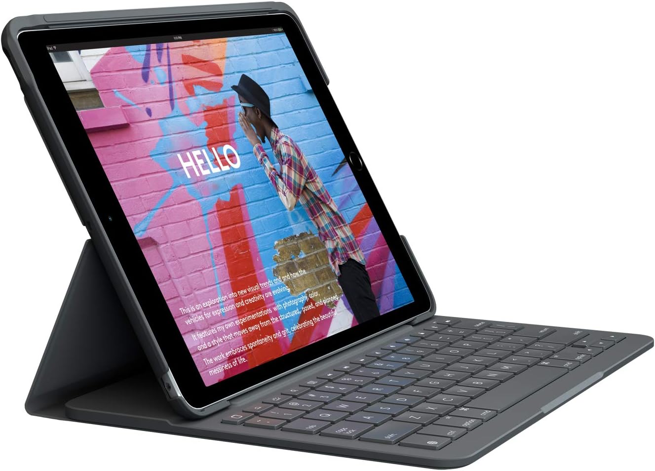 Logitech iPad (7th, 8th and 9th Generation) Keyboard Case | Slim Folio with Integrated Wireless Keyboard (Graphite), 7.3″ x 10.1″ x 0.9″