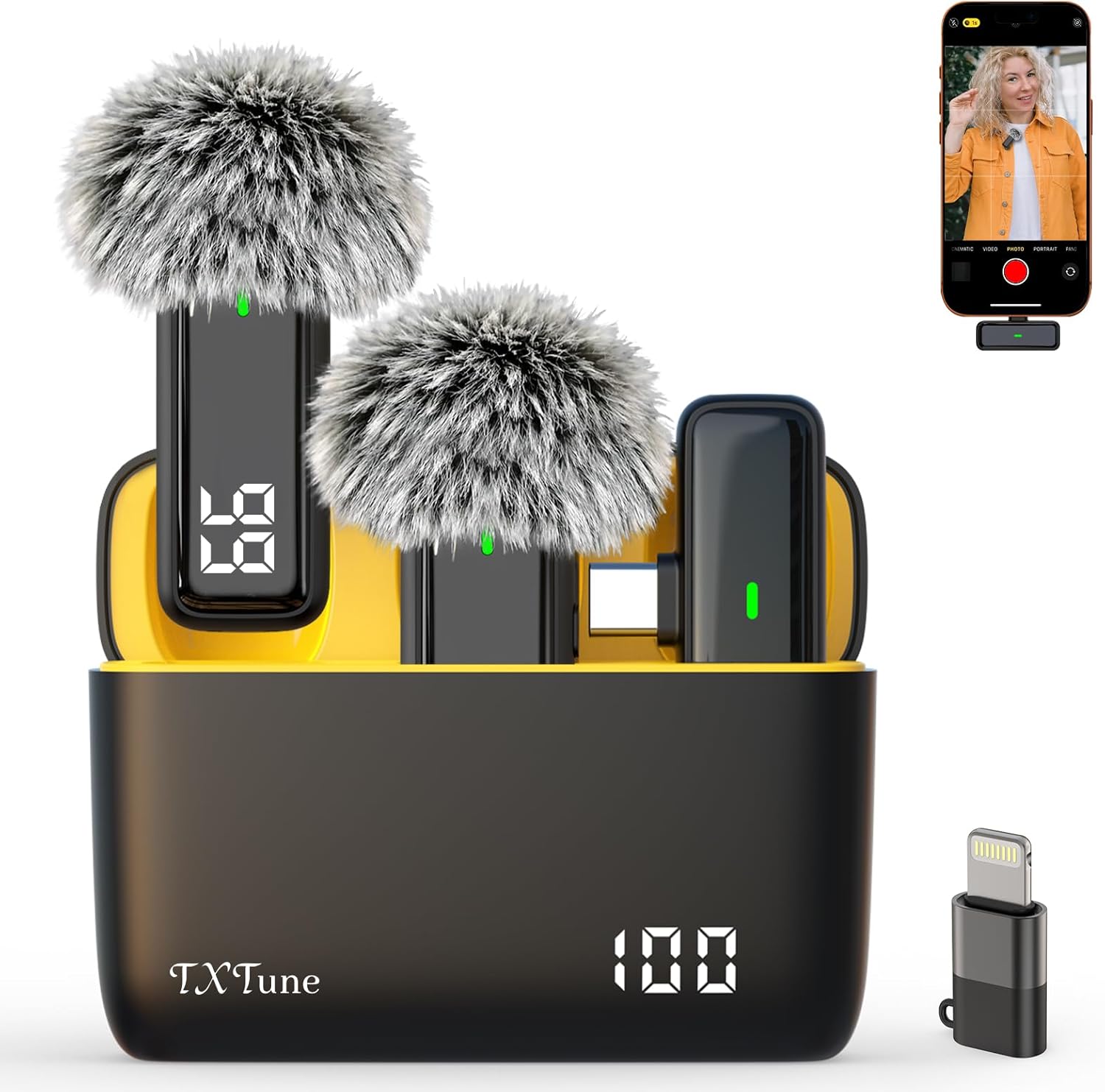 Lapel Microphone Wireless for Android Phone – USB C Lavalier Microphone for iPhone 16 17, Noise Cancelling Clip On Mic for Video Recording Vlogging, 24H Charging Case (USB Type-C)