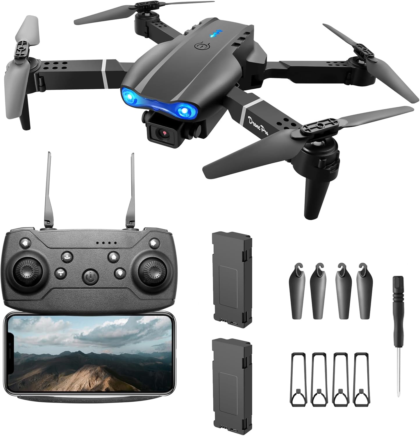 FPV Drone with 1080P Dual HD Cameras Upgraded Version RC Quadcopter for Adults, Beginner WiFi RC Drone Live Video, One Key Take Off/Land