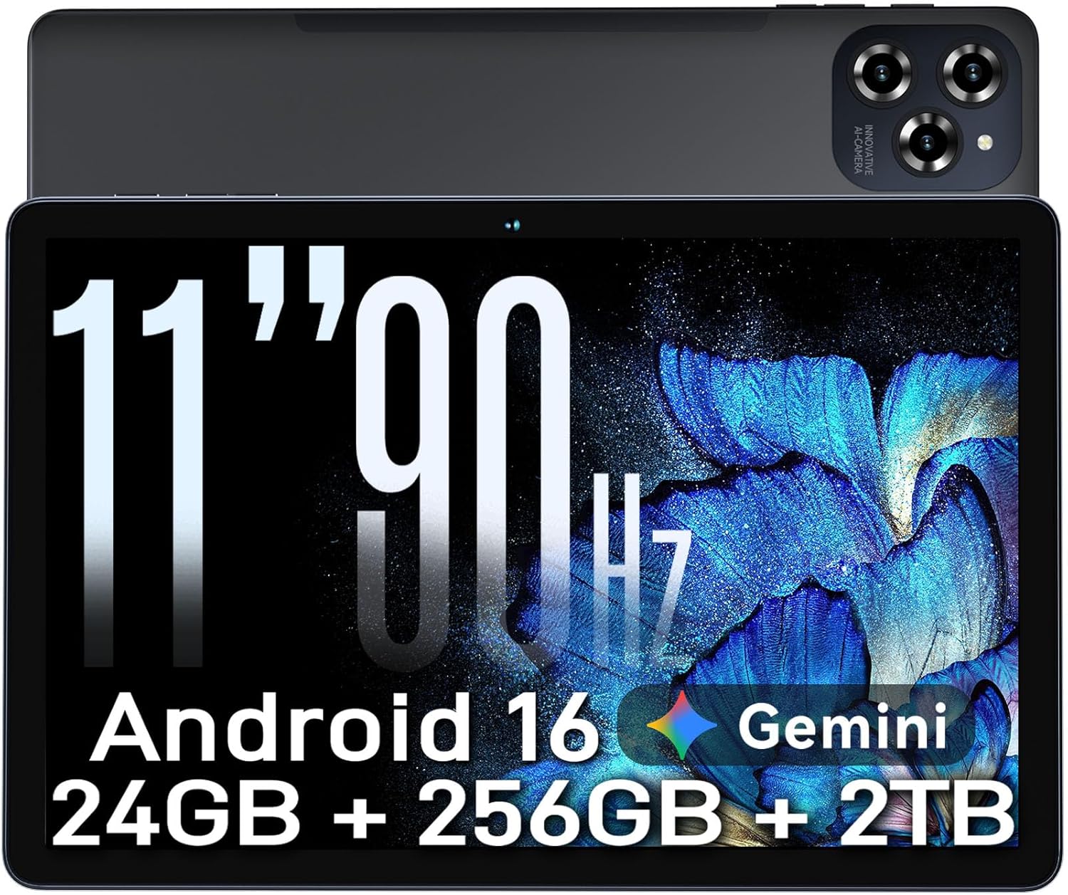 Tablet Android 16 Tablet-11 Inch FHD Display, 24GB RAM 256GB ROM /2TB TF, T615 Octa-Core AI Tablets, 8000mAh/18W Fast Charge, 5G WiFi & 16MP Camera, TÜV Certified HD for Streaming/Gaming