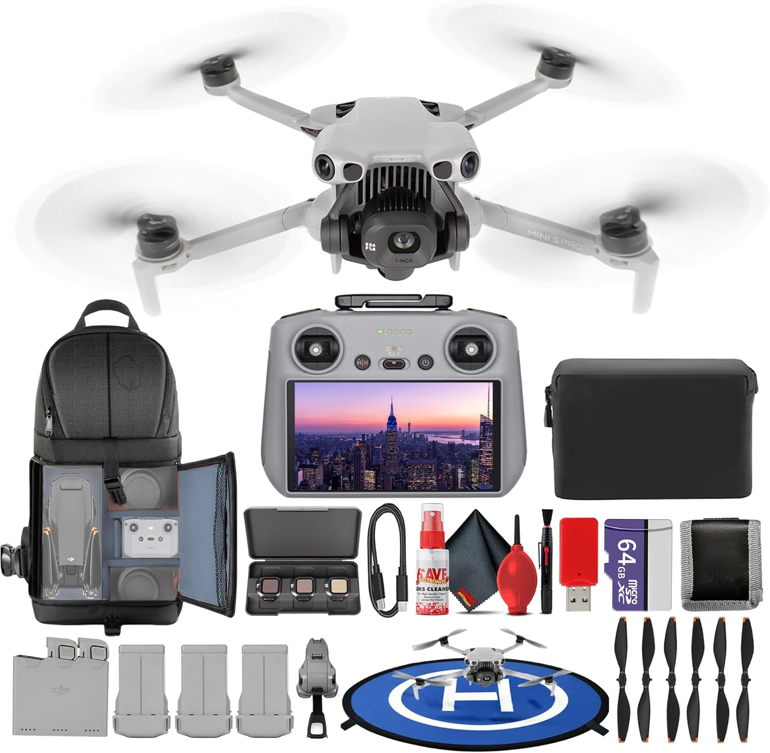 DJI Mini 5 Pro Drone RC2 Fly More Combo Plus Lightweight Camera Aerial UAV Bundle | Extended Flight Smart Tracking Portable Kit with 64GB Card + Landing Pad + More