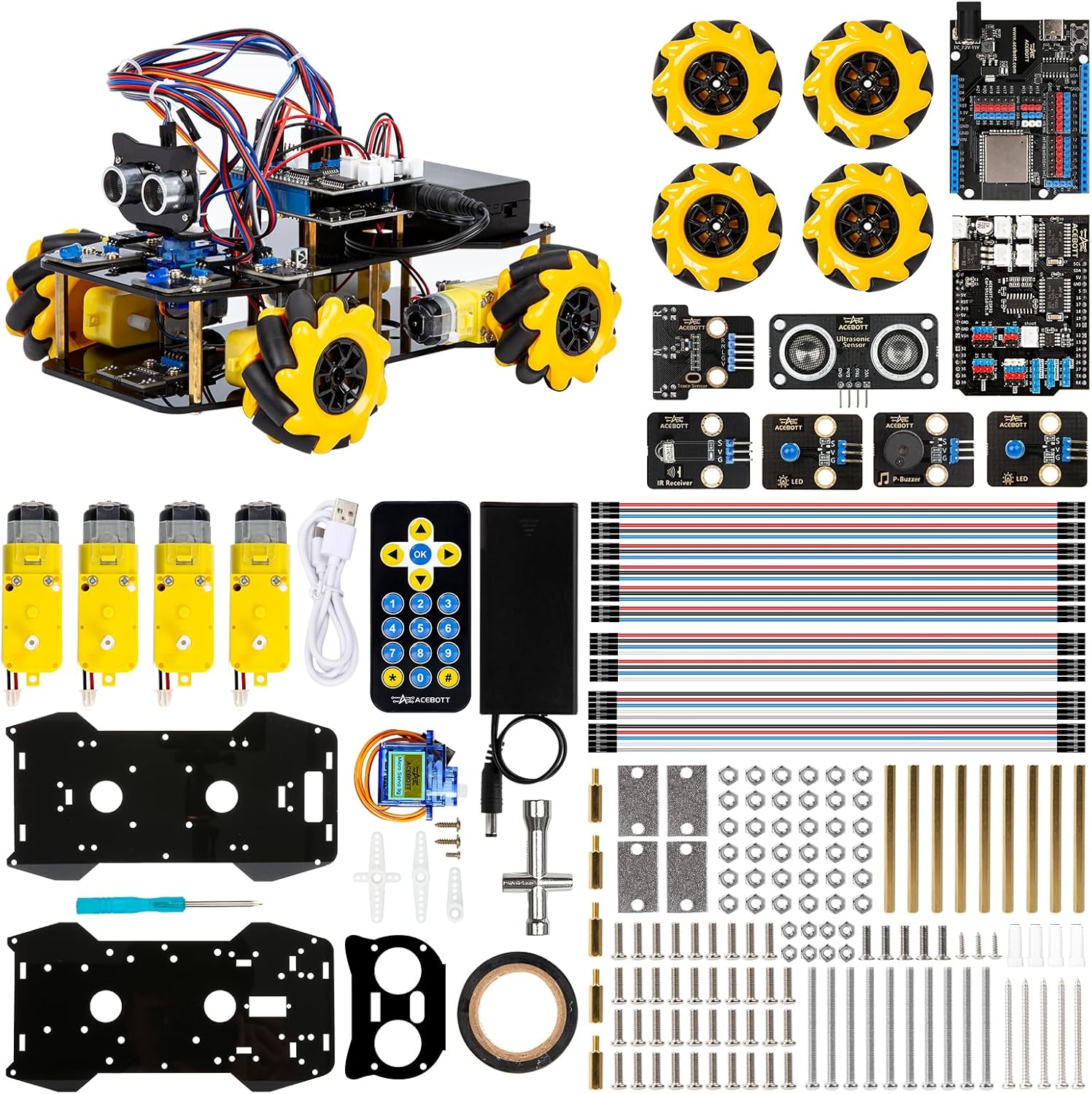 ACEBOTT Smart Robot Car Kit Compatible with Arduino, Robotics for Kids Ages 8-12 12-16, Electronic Programming Project/STEM Science Kits Coding Gifts for Adults and Youths