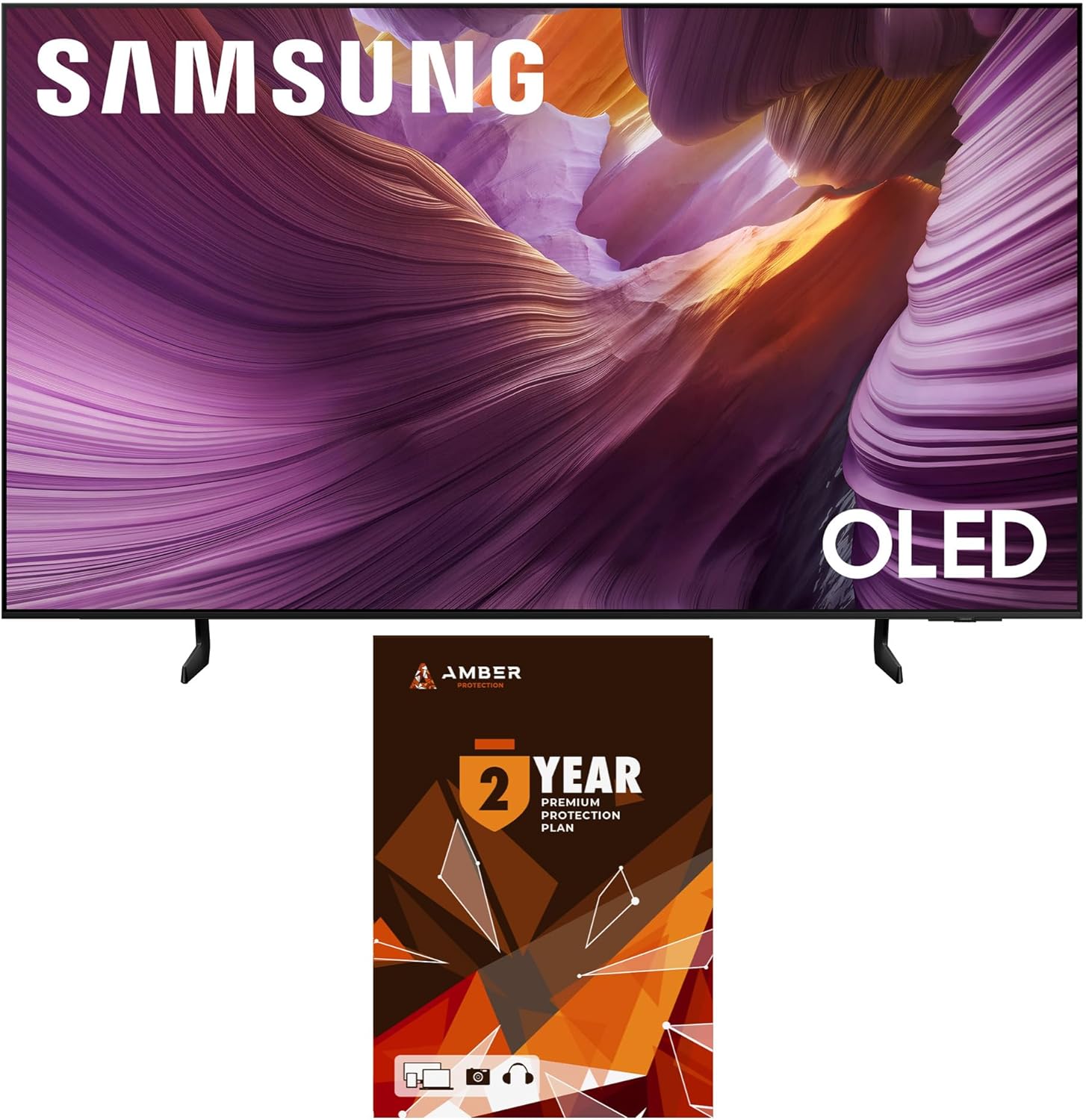 SAMSUNG QN55S85FAFXZA 55 Inch OLED HDR 4K Smart TV with Q-Symphony Pro and 2 Year Amber Protection Plan (2025)