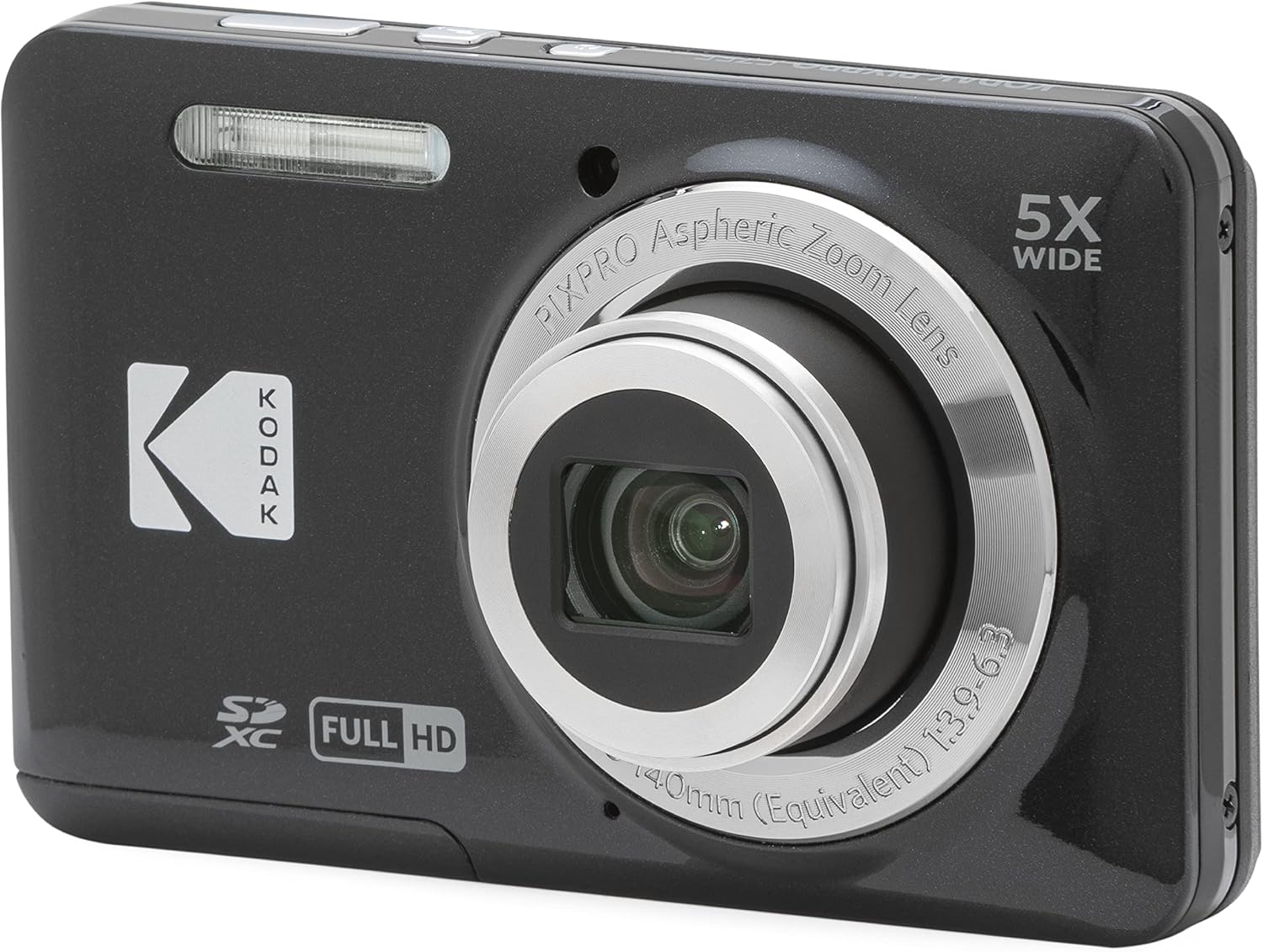 Kodak PIXPRO FZ55-BK 16MP CMOS Sensor Digital Camera 5X Optical Zoom 28mm Wide Angle 1080P Full HD Video 2.7″ LCD Vlogging Camera (Black)