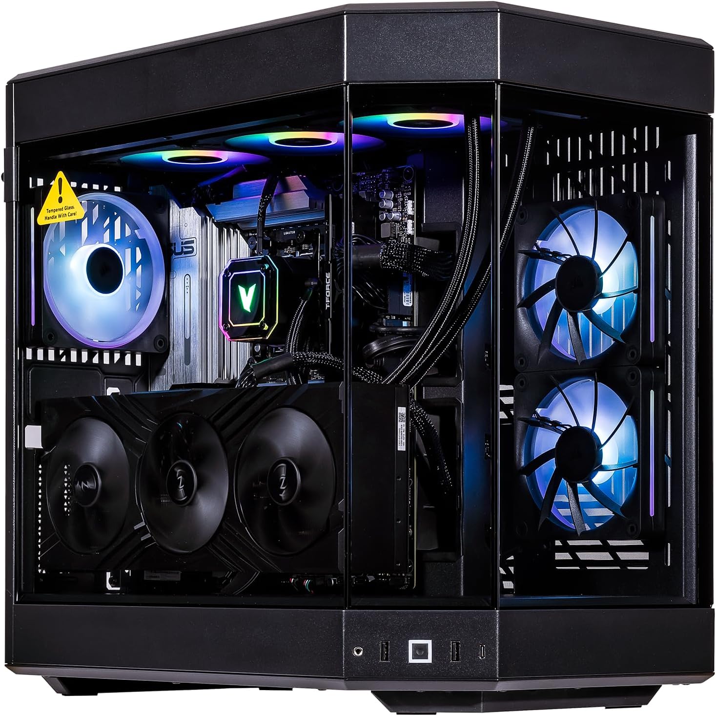 Velztorm Black Praetix 3D Custom Built Y60 Gaming Desktop PC (GeForce RTX 5080 16GB (>4090), Liquid Cooled AMD Ryzen 7 9800X3D, 32GB DDR5, 2TB PCIe SSD, 1000W PSU, WiFi 7, Win11Home)